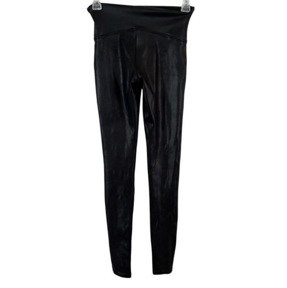 SPANX Faux Leather Pull On Skinny Leggings Black sz S - Picture 2 of 9